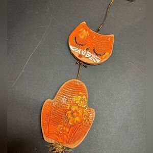 Vintage Pacific Stoneware Striped Cat People Lovers‎ Pottery Hanging Decor
